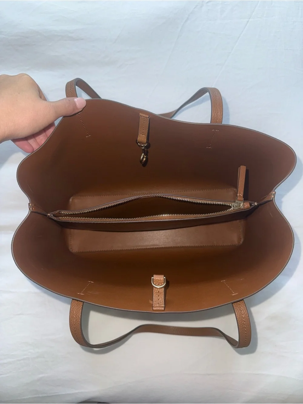 Tory Burch Chestnut Brown Leather Structured Tote
